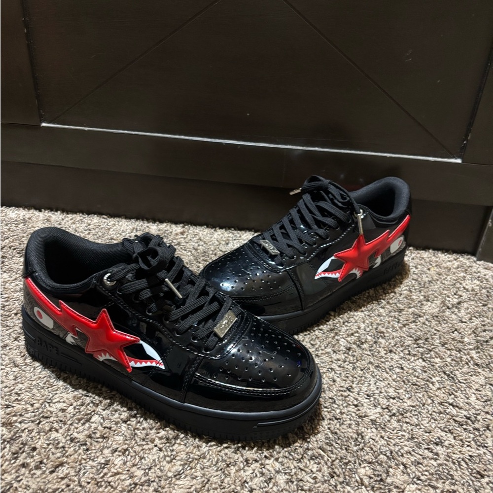 Bape Black and Red Shark Sneakers